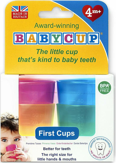 Παιδικά Ποτηράκια "First Cup" από Πλαστικό Πολύχρωμο 4τμχ 50ml για 4m+