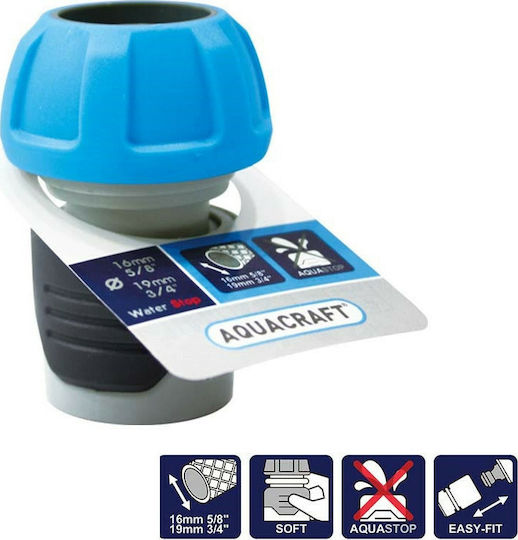 Aquacraft Soft Touch 552045 Quick Connector Water Pipe with Stop 5/8"- 3/4" Light Blue