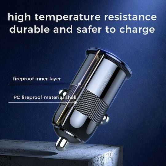 Joyroom C-A06 Car Charger 15W 3.1A with Ports: 2xUSB Black Color