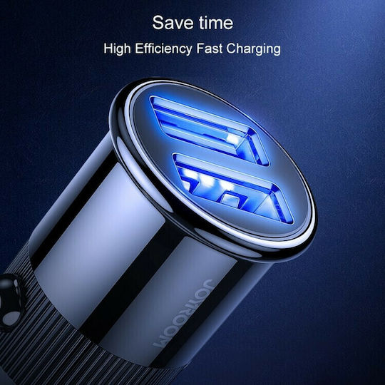 Joyroom C-A06 Car Charger 15W 3.1A with Ports: 2xUSB Black Color