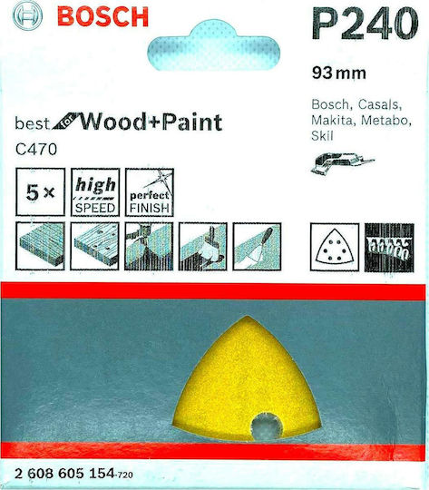 Bosch C470 Delta Sanding Sheet K240 with Holes 93x93mm Set 5pcs