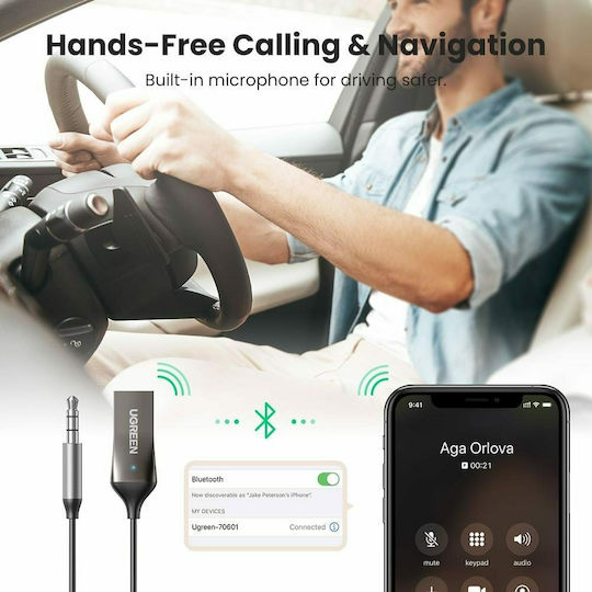 Ugreen Bluetooth Car Kit CM309 for the Dashboard AUX Audio Receiver USB Charging Port