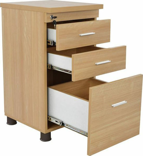Wooden Office Drawer with Lock Beech 40x46x75cm