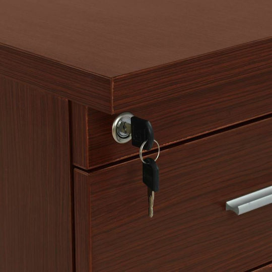 Office Drawer Wooden with Lock Wenge 40x46x75cm