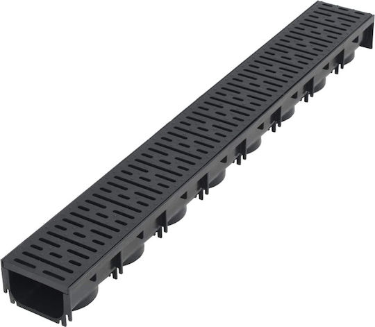 vidaXL Plastic Canal Duș cu Dimensiune 100x12.5cm Negru 3buc