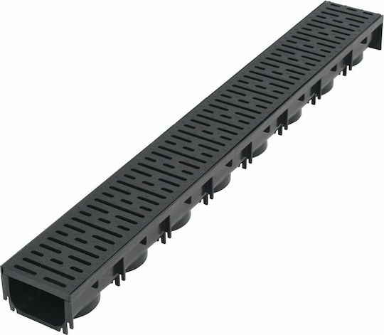 vidaXL Plastic Canal Duș cu Dimensiune 100x12.5cm Negru 12buc