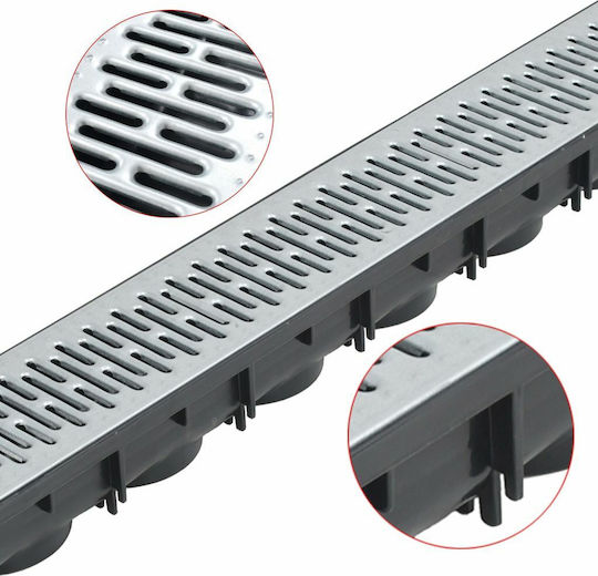 vidaXL Plastic Canal Duș cu Dimensiune 100x12.5cm Argintiu 6buc