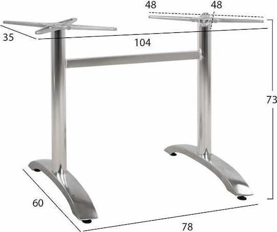 Freebox Tischständer aus Aluminium mit Regulator Chrome 78x60x73cm