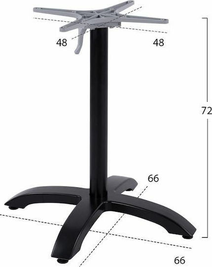 Freebox Klappbarer Aluminium Tischständer mit Einstellbar Schwarz Matt 66x66x72cm