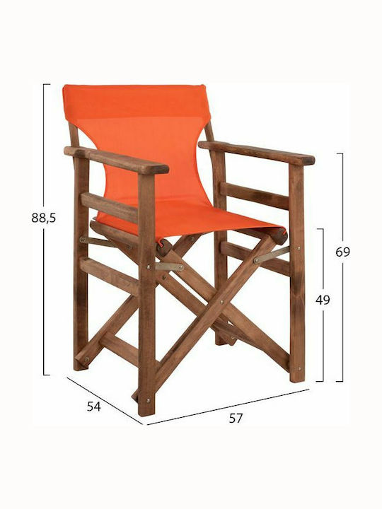 Director's Chair Wooden Walnut / Orange 1pcs 57x54x88.5cm.