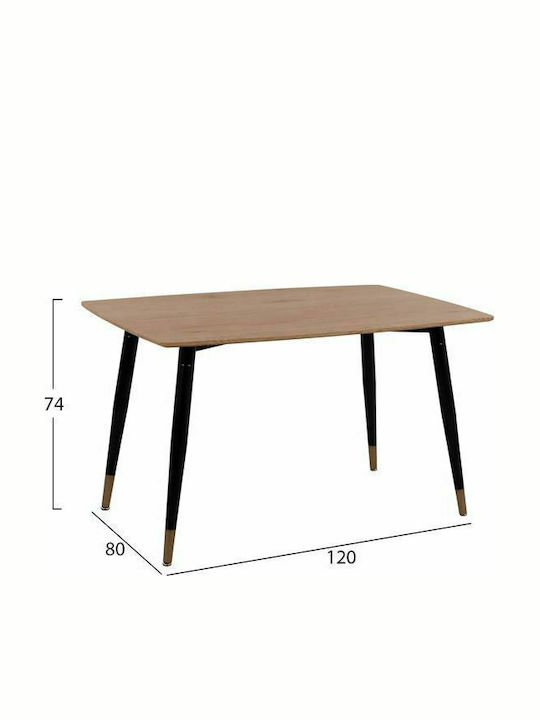 Tisch Speisesaal aus Massivholz & Metall Natural 120x80x74cm