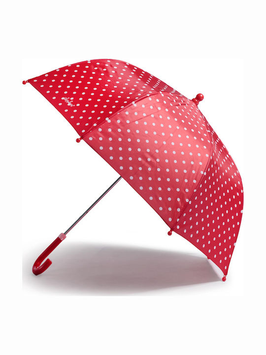 Playshoes Kinder Regenschirm Gebogener Handgriff Regenschirm Rot