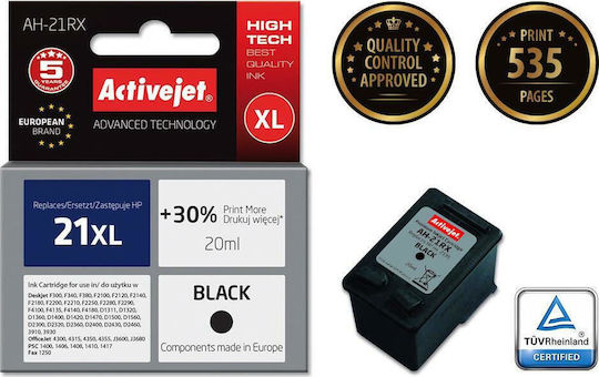 Active Jet Inkjet Printer Compatible Ink HP 21XL C9351A 20ml Black