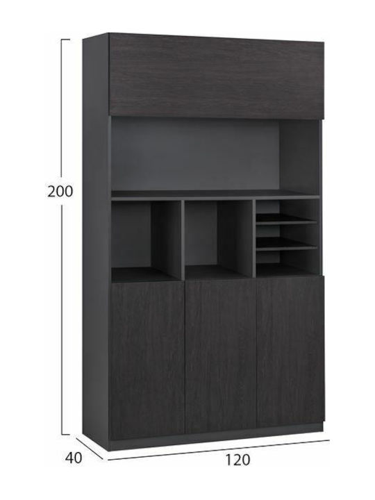 Стояща на пода Офис Дървена Γκρι / Wenge 120x40x200см