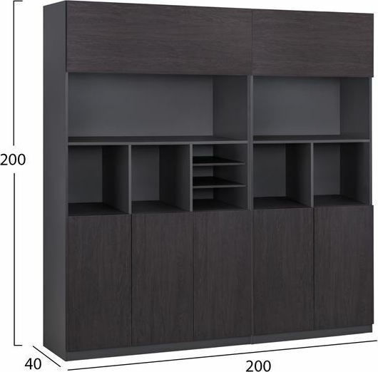 Ξύλινη Ντουλάπα Γραφείου Rosewood Wenge 201.5x40x200cm Ξύλινη Ντουλάπα Γραφείου Rosewood Wenge 201.5x40x200cm
