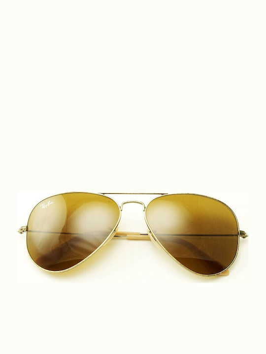 Ray Ban Aviator Unisex Sunglasses with Gold Metal Frame and Brown Lens RB3025 177/33