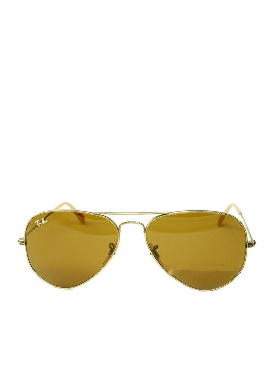 Ray Ban Aviator Unisex Sunglasses with Gold Metal Frame and Brown Lens RB3025 177/33