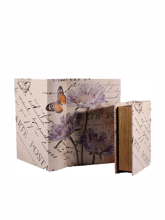 SP Souliotis Wooden Book Decorative Boxes Set Flowers 2pcs