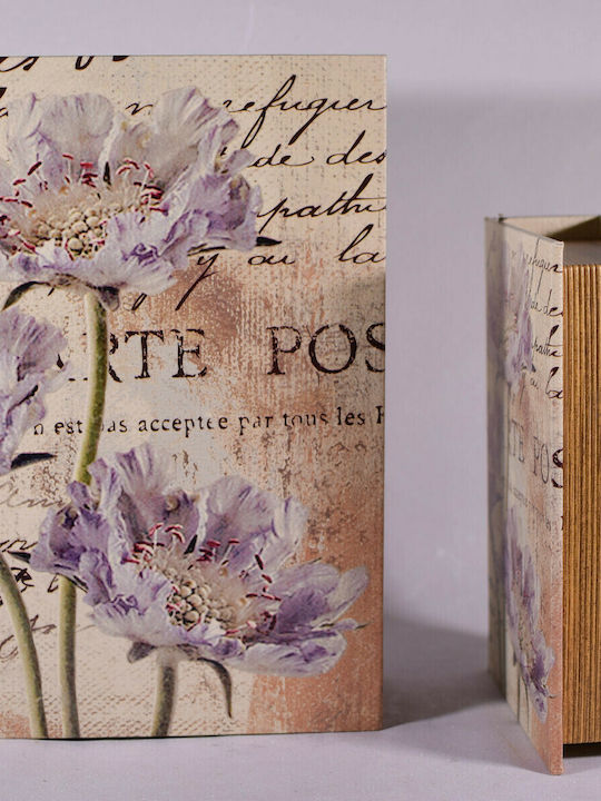 SP Souliotis Wooden Book Decorative Boxes Set Flowers 2pcs