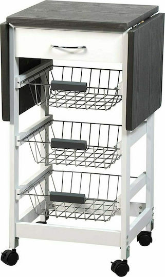 Kesper Τρόλεϊ Κουζίνας Ξύλινο Λευκό 4 Θέσεων 45x37x75.5cm