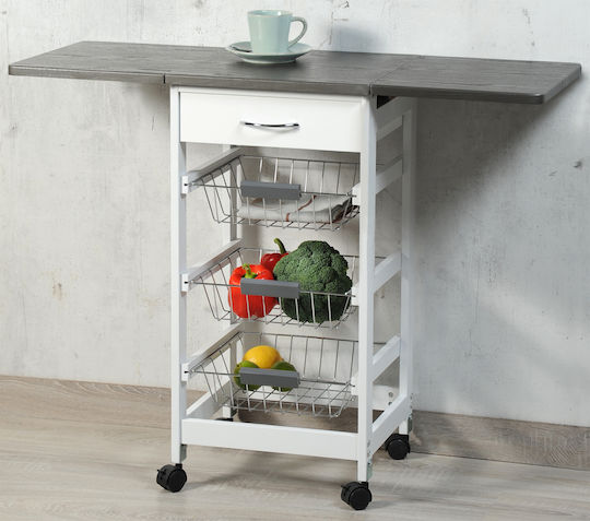 Kesper Кухненска количка Дърво Бял 4 Слотове 45x37x75.5см