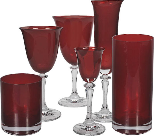 Bohemia Kleopatra Set of Glasses Water made of Crystal in Red Color Stemmed 360ml 6pcs