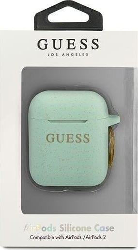 Guess Logo Silicone Case with Keychain Green for Apple AirPods