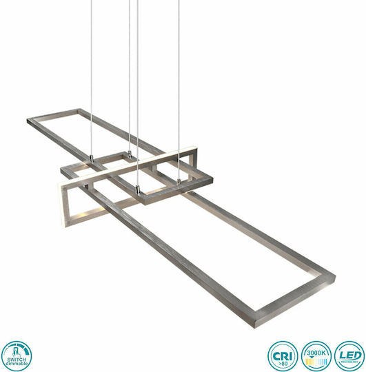 Trio Lighting Salinas Adjustable Pendant Light Silver Rail 110x40x150cm