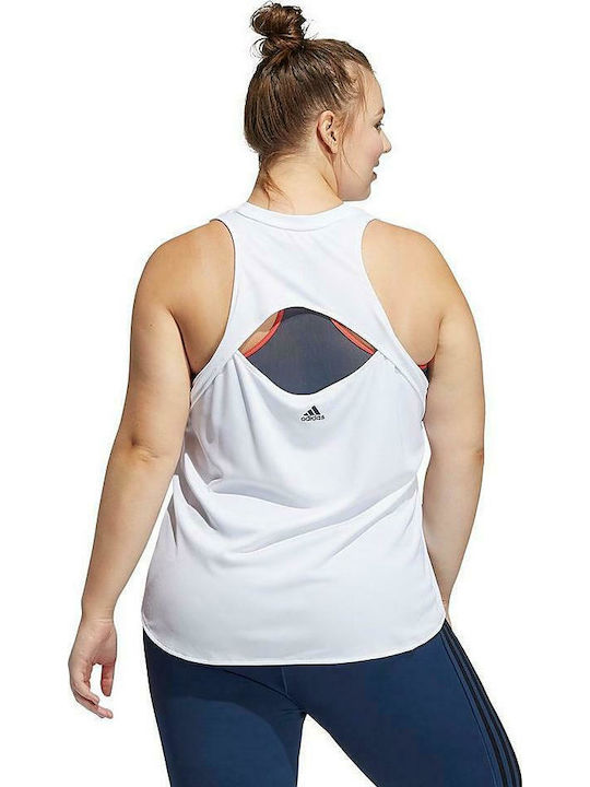 Adidas 3 Bar Logo Women's Athletic Blouse Sleeveless White