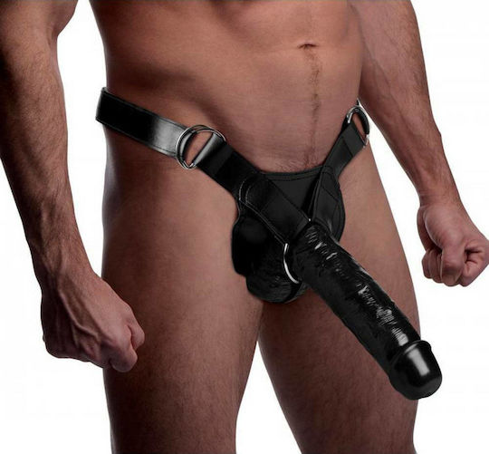 XR Infiltrator Hollow Strap On Harness with Dildo 25cm in Black Color