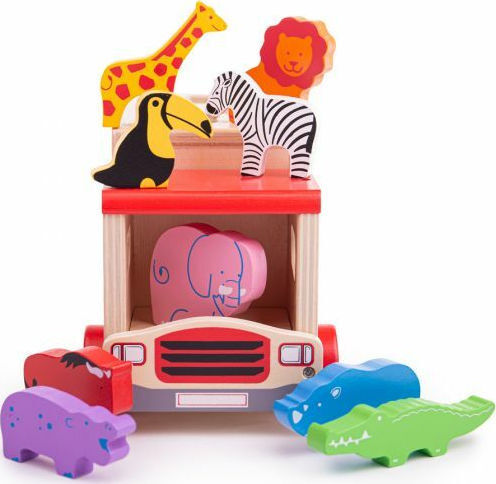 Big Jigs Shape Sorting Truck with Jungle Animals Wooden for 18+ Months