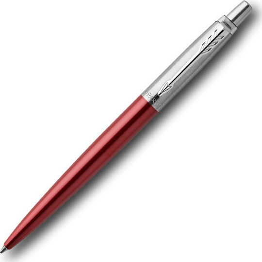 Parker Pen Set Rollerball made of Steel Kensington Red CT in a case (in a paper cassette)