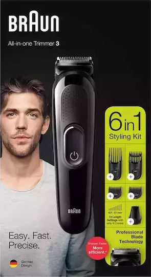 Braun Set Rechargeable Hair Clipper Black MGK3225