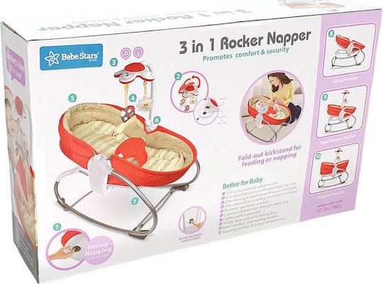 Bebe Stars Elektrisch Baby Relax Snooze mit Musik und Vibration Red für Kind bis 9kg