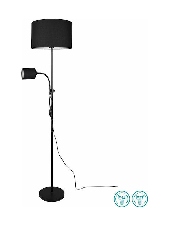 Trio Lighting Owen Stehleuchte H160xB36cm. mit Fassung für Lampe E27 Schwarz