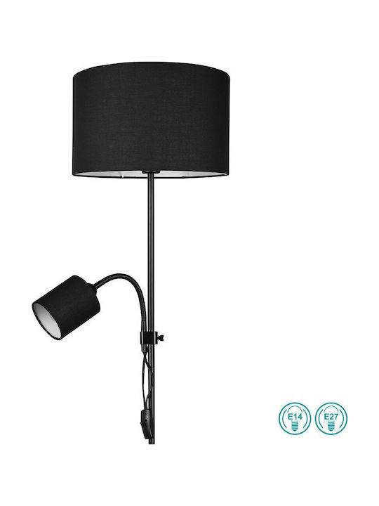 Trio Lighting Owen Stehleuchte H160xB36cm. mit Fassung für Lampe E27 Schwarz