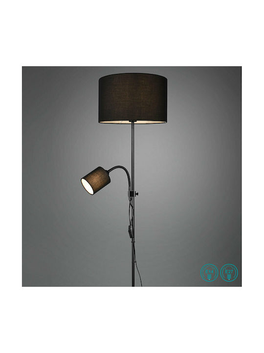 Trio Lighting Owen Stehleuchte H160xB36cm. mit Fassung für Lampe E27 Schwarz