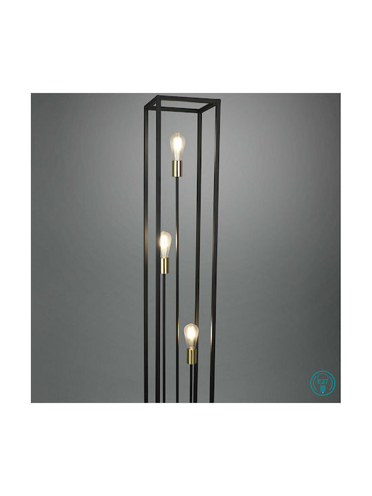 Trio Lighting Vito Vintage Floor Lamp H153xW25cm. with Socket for Bulb E27 Black