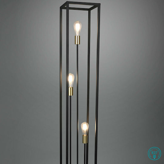Trio Lighting Vito Vintage Floor Lamp H153xW25cm. with Socket for Bulb E27 Black