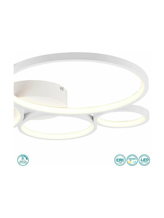 Trio Lighting Rondo Μοντέρνα Μεταλλική Πλαφονιέρα Οροφής με Ενσωματωμένο LED σε Λευκό χρώμα 59cm