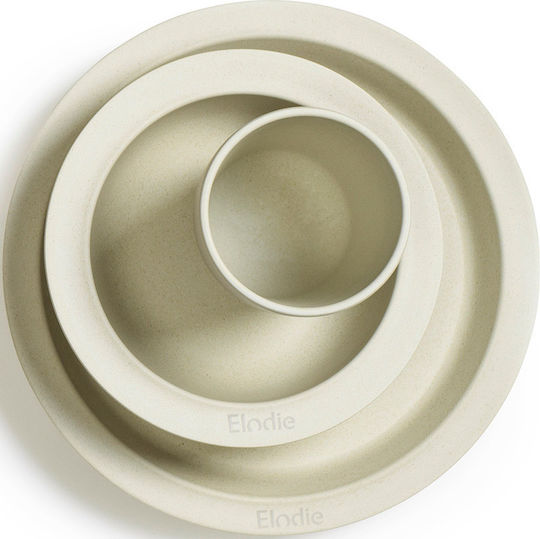 Elodie Details Feeding Set Yummy Mini made of Bamboo with Non-Slip Base White 3pcs