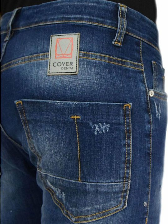 Biker F3541 Herren Jeanshose Elastisch mit Skinny Passform Marineblau