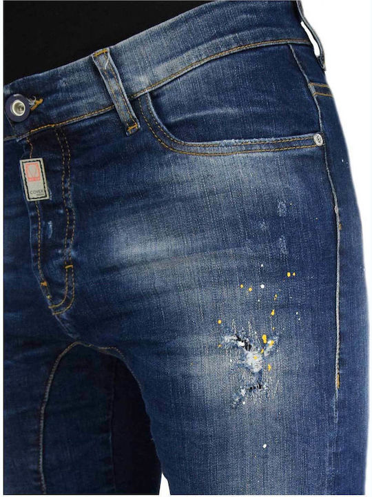 Biker F3541 Herren Jeanshose Elastisch mit Skinny Passform Marineblau
