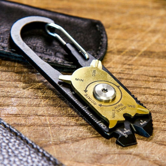 True Utility Fixr Мултифункционален Инструмент Ключодържател Черен с Кожен Калъф