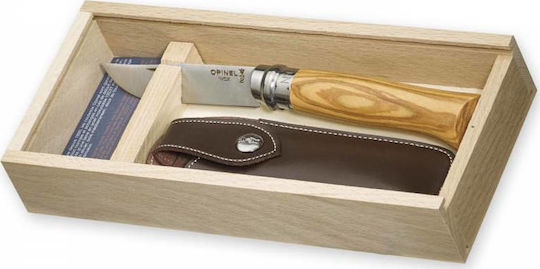 Opinel Νο.08 Σουγιάς Olive σε Δερμάτινη Θήκη