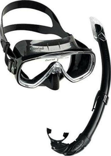 CressiSub Silicone Diving Mask Set with Respirator Onda Mare Set Black/Black Black DM1010155