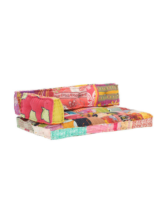 vidaXL Multicolour Pallet Sofa Cushion with Backrest 3 Pieces 120x80cm