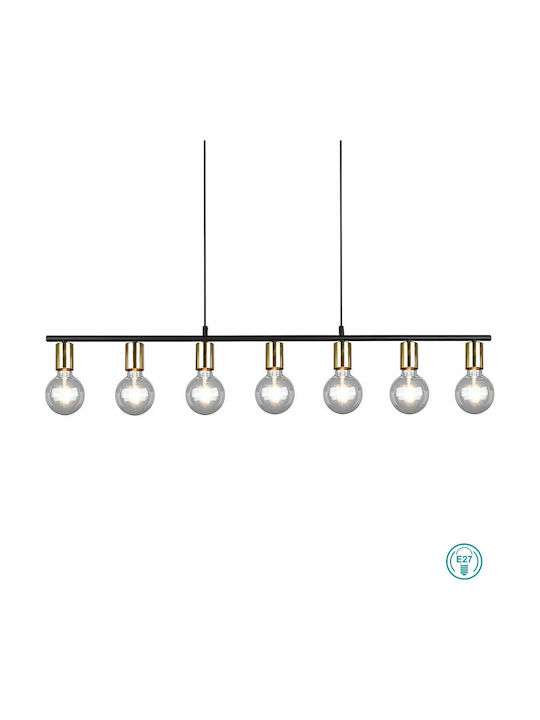 Trio Lighting Vannes Μοντέρνο Κρεμαστό Φωτιστικό Πολύφωτο Ράγα για 7 Λαμπτήρες E27 σε Μαύρο Χρώμα