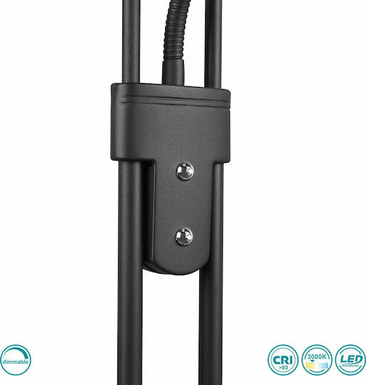 Trio Lighting Orson Vintage LED Φωτιστικό Δαπέδου Υ180xΜ57εκ. με Θερμό Λευκό Φως 2700lm Μαύρο