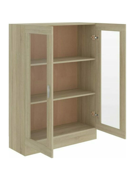 Floor-standing Living Room Display Cabinet made of Particleboard with Glass Sonoma Oak 82.5x30.5x115cm